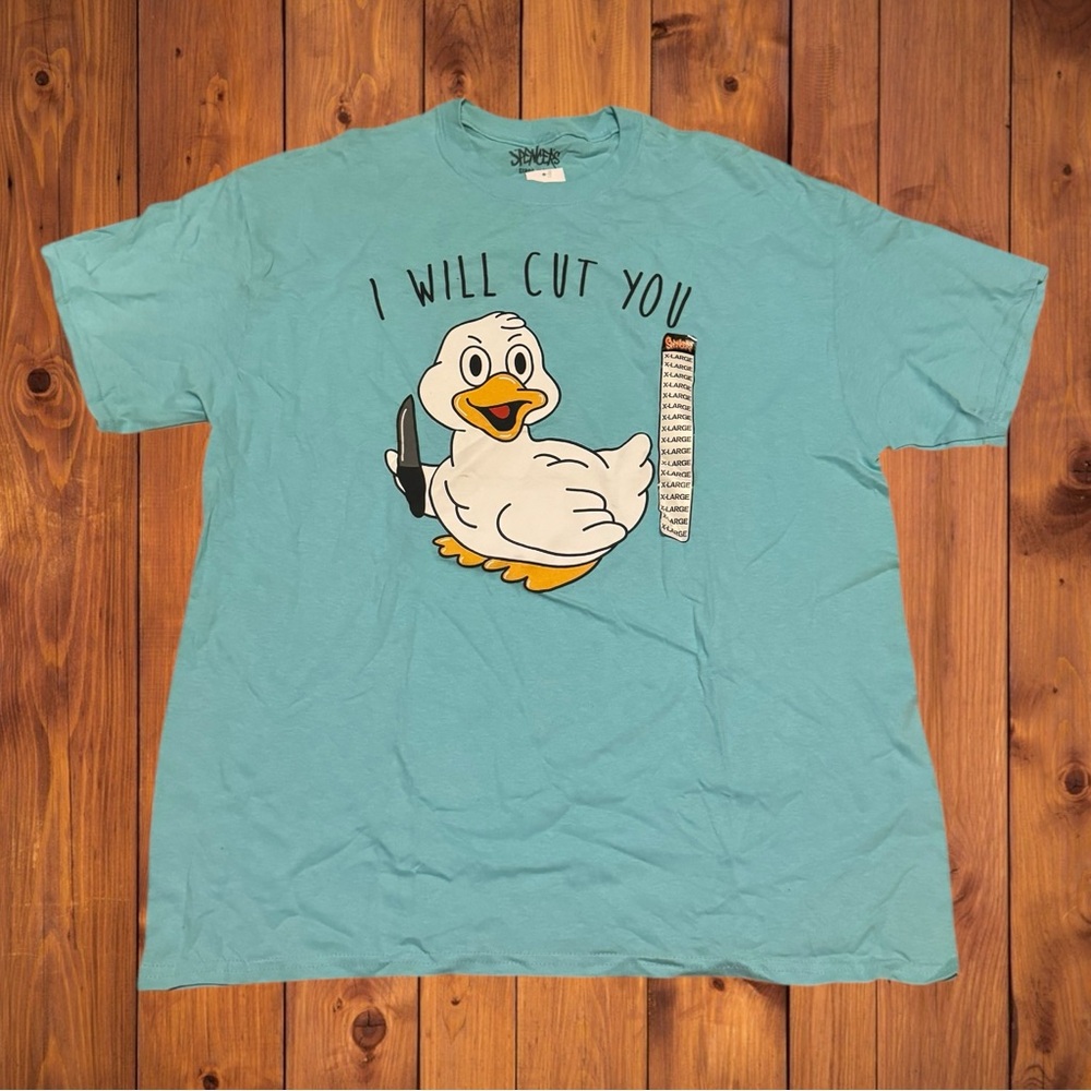 Threadless Duck I Will Cut You Funny Animal Shirt Scene Emo Y2K